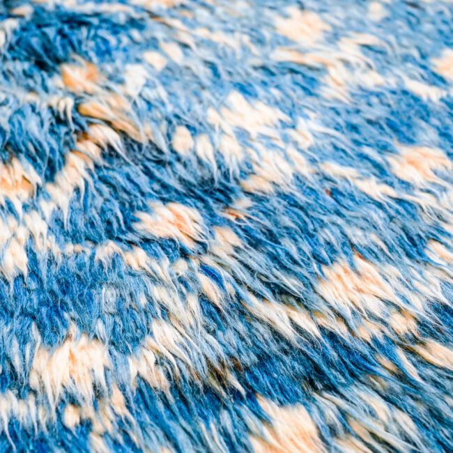 Barchi Wollteppich in blau mit Rauten