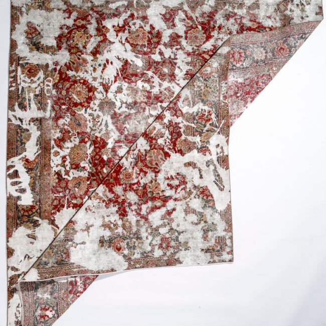 Nahaufnahme eines Persian Art Design Teppich mit buntem Muster