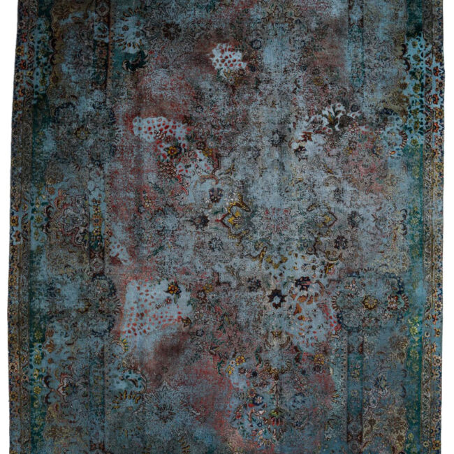 Persian Art Design Teppich mit farbigem Muster auf blau farbenem Webgeflecht