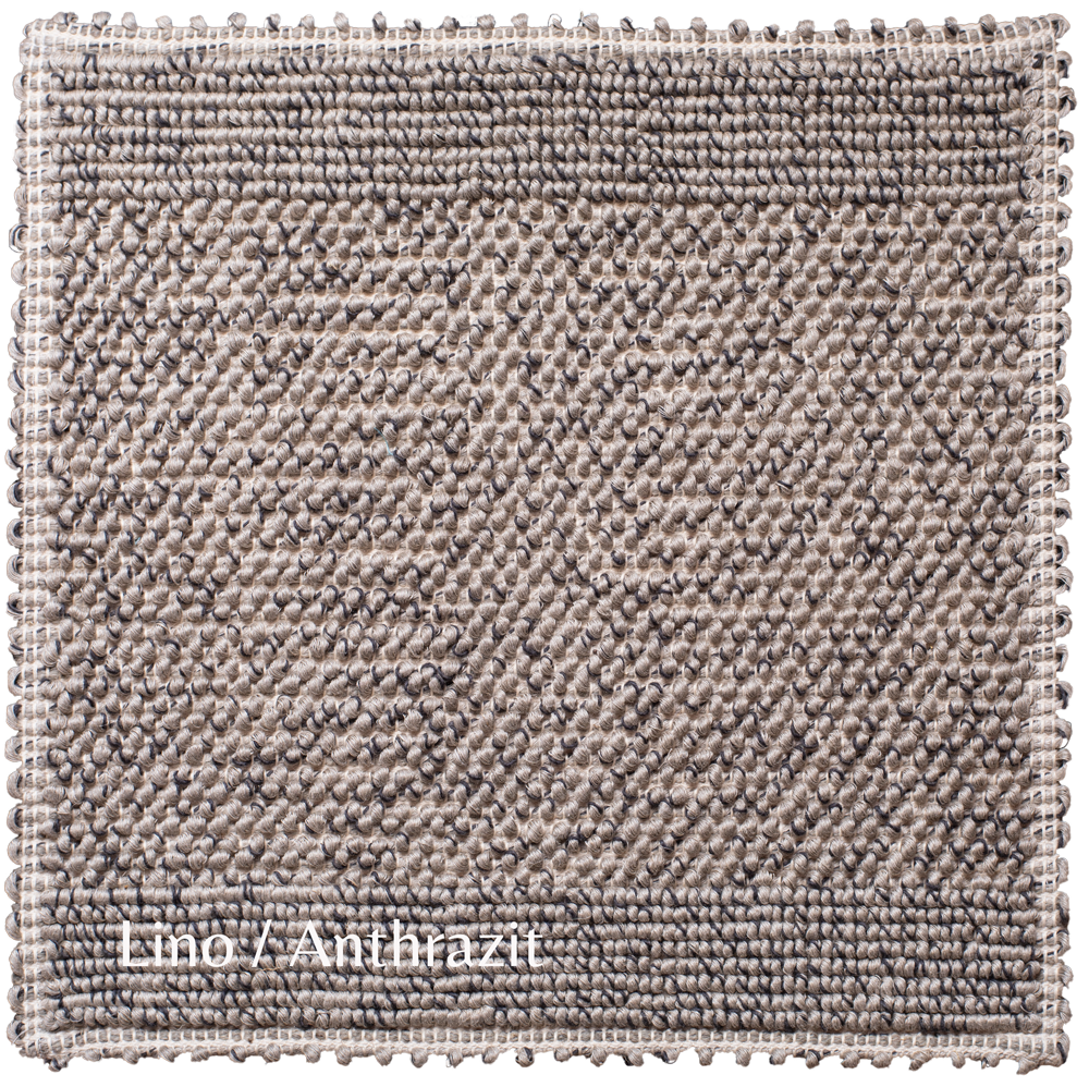 Musterteppich eines Olbia Lino Teppichs in der Farbe Anthrazit