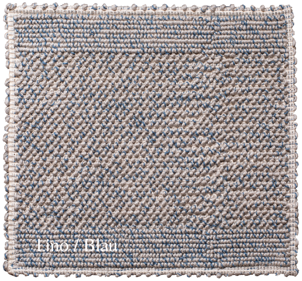 Musterteppich eines Olbia Lino Teppichs in Blau