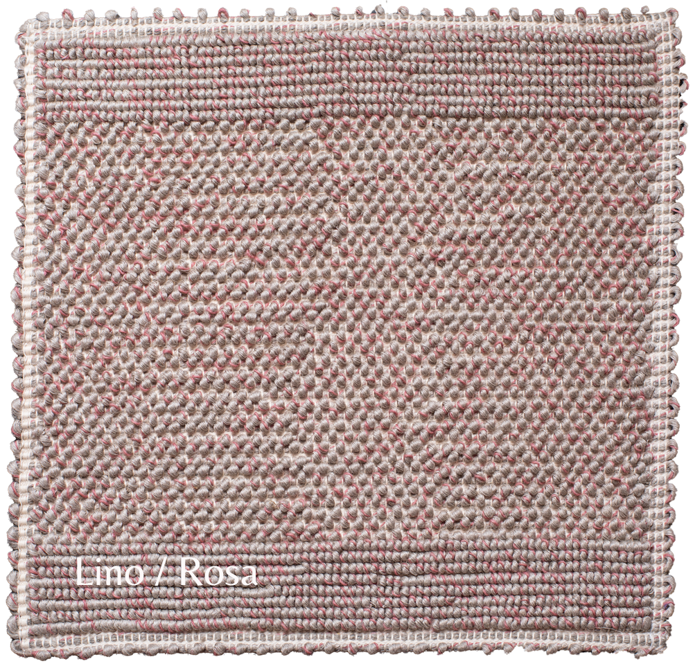 Musterteppich eines Olbia Lino Teppichs in ROsa